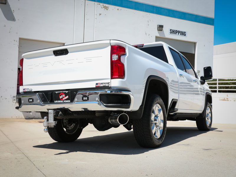 20-24 GM Truck V8-6.6L aFe Large Bore-HD 5 IN 409 SS DPF-Back Exhaust System w/Polished Tip